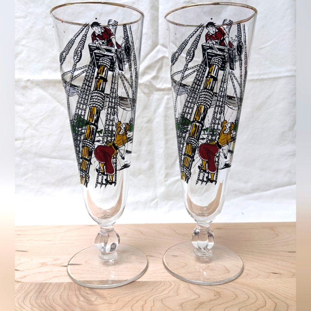 Vintage Pilsner Beer Glasses